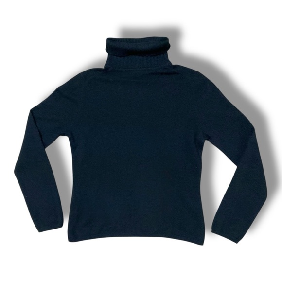 🖤 Luxe Black Cashmere Turtleneck Sweater 🖤 Size L - Picture 4 of 5